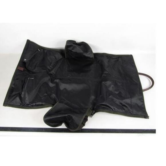 Hook & Albert Twill Garment Weekender Bag Green Canvas Leather Duffle- Rare - Picture 11 of 11